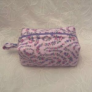 New Boxy makeup bag purple flowers handmade